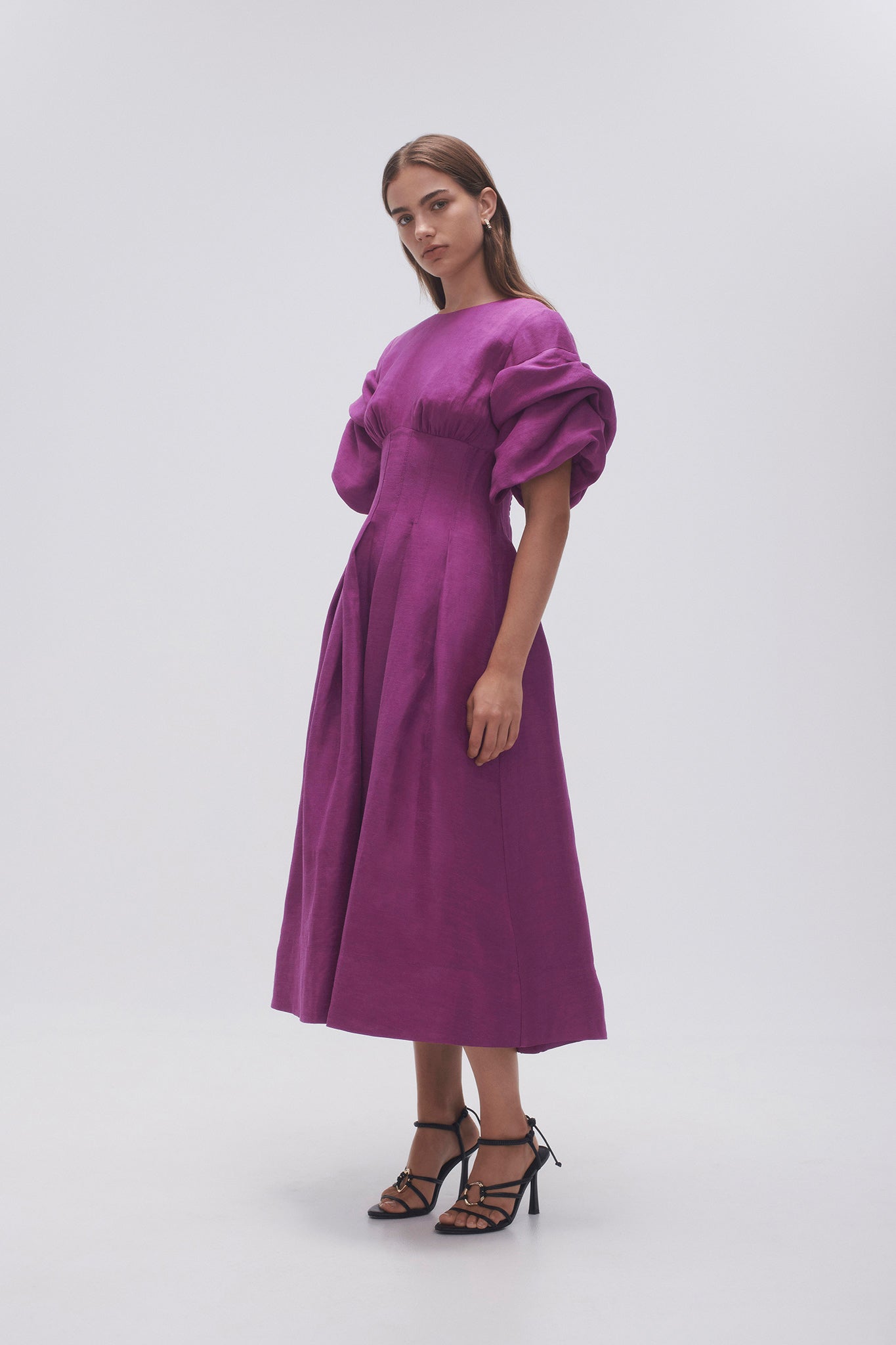 purple midi dress